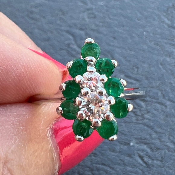 VINTAGE 14K DESIGNER PEAR EMERALD DIAMOND RING ENGAGEMENT PROMISE ANNIVERSARY - Picture 11 of 16